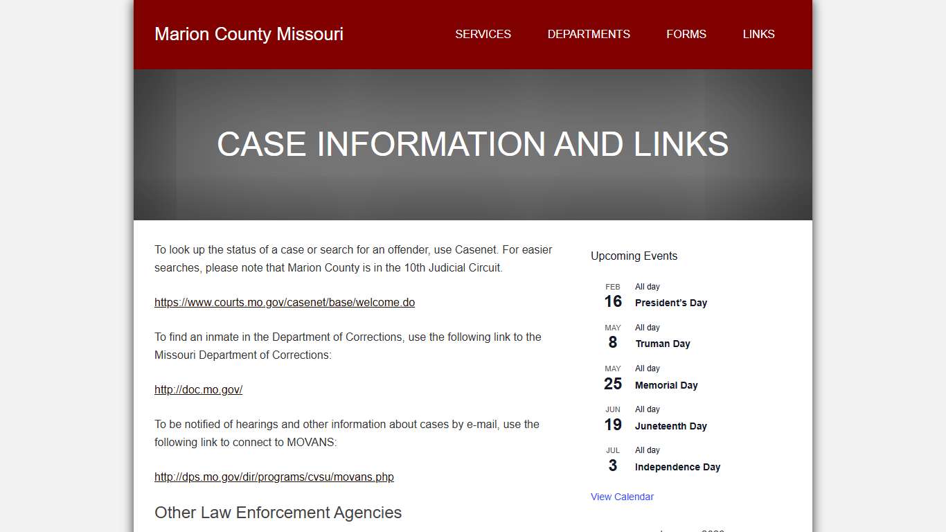 Case Information and Links – Marion County Missouri
