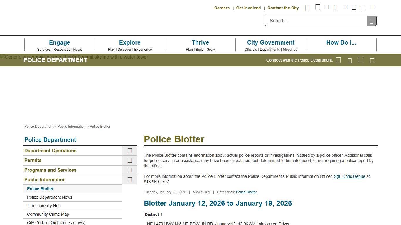 Blotter January 12, 2026 to January 19, 2026